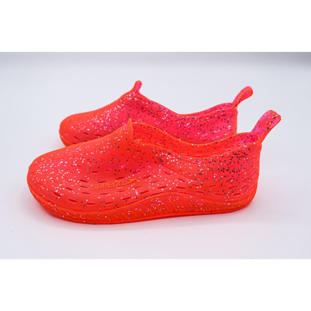 Speedo Kids Glitter Water Shoes Coral Pink Jelly Slip On Pool Beach Shoes